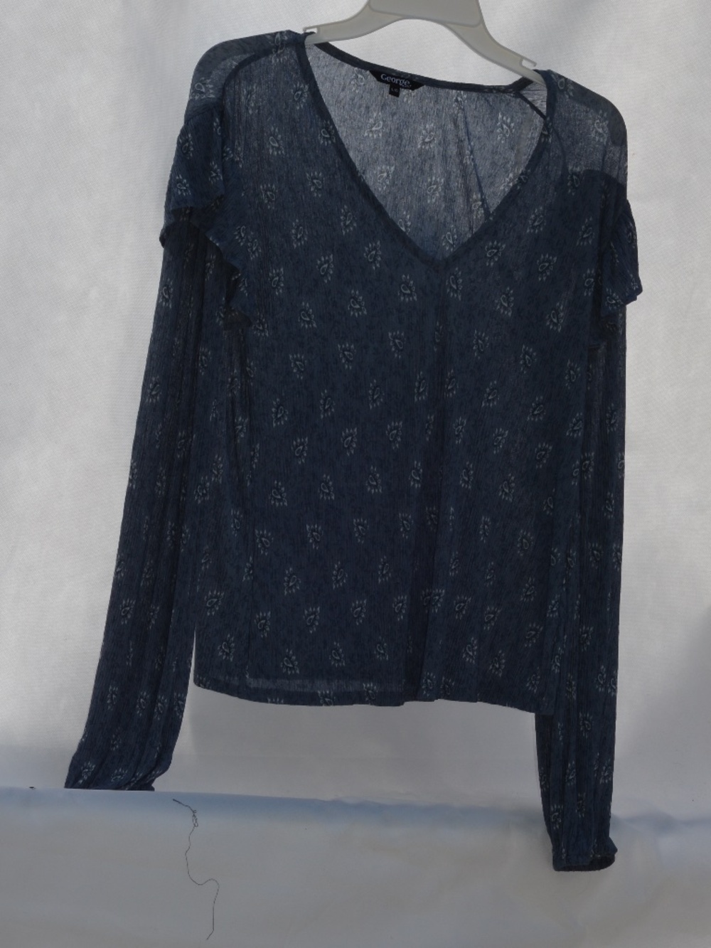Blue Frill Top Long Sleeves Light SZ L NWT